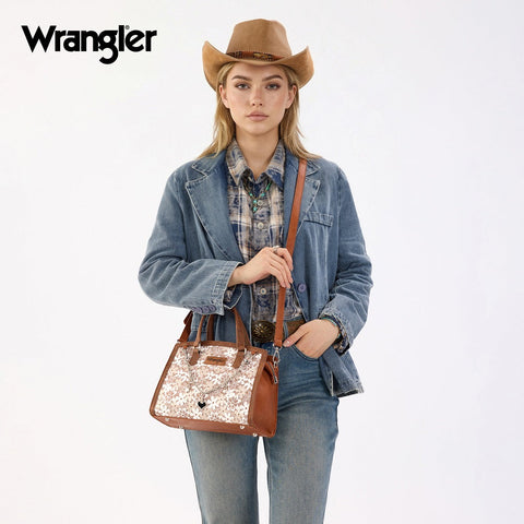 Wrangler Western Chic Lace with Chain Charm Satchel/Crossbody Bag