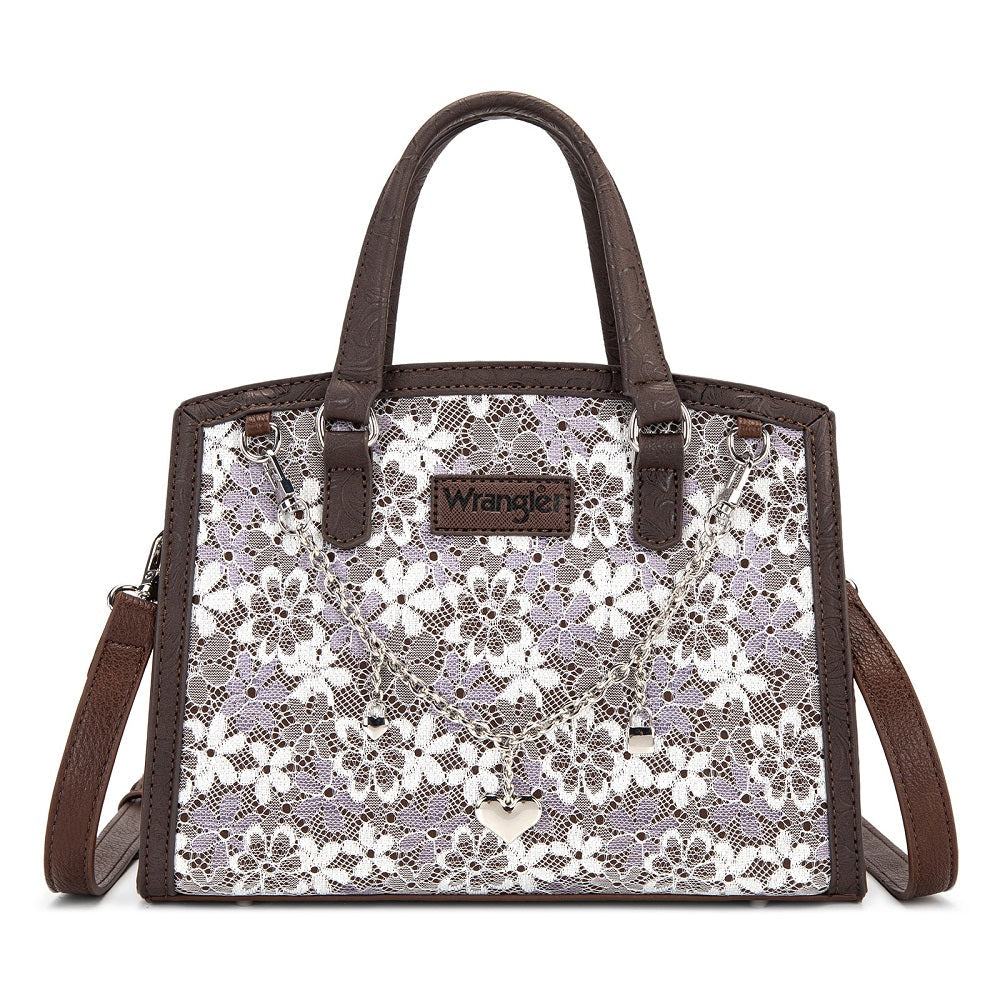 Wrangler Western Chic Lace with Chain Charm Satchel/Crossbody Bag