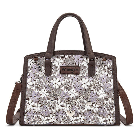 Wrangler Western Chic Lace with Chain Charm Satchel/Crossbody Bag