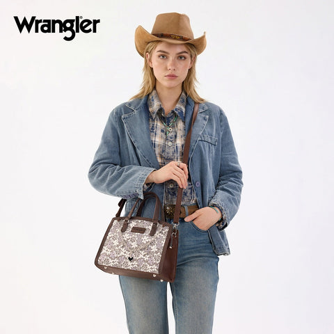 Wrangler Western Chic Lace with Chain Charm Satchel/Crossbody Bag