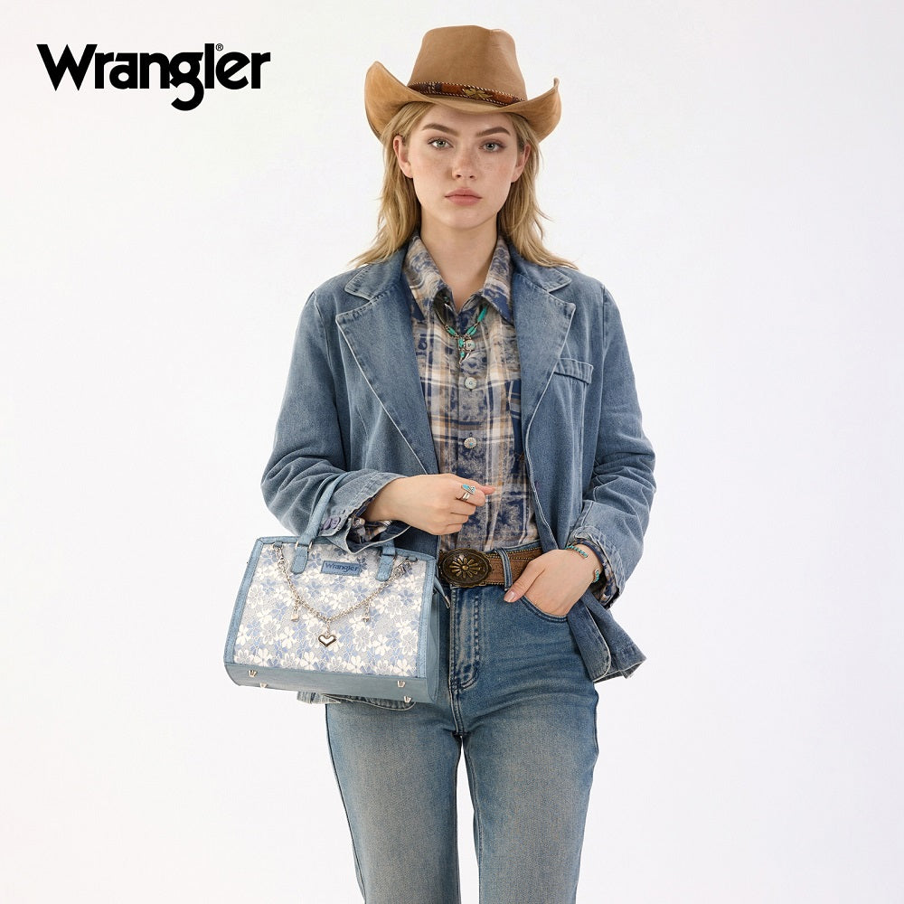 Wrangler Western Chic Lace with Chain Charm Satchel/Crossbody Bag