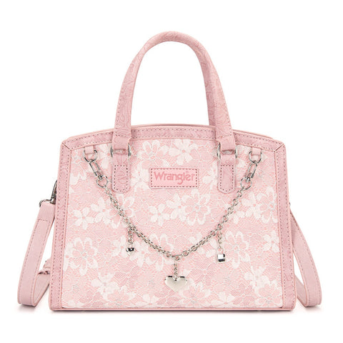 Wrangler Western Chic Lace with Chain Charm Satchel/Crossbody Bag