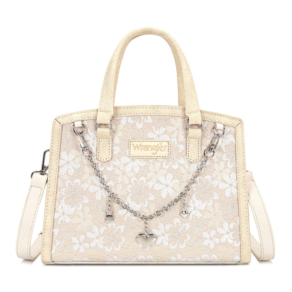 Wrangler Western Chic Lace with Chain Charm Satchel/Crossbody Bag