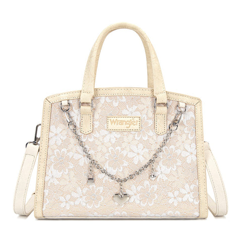 Wrangler Western Chic Lace with Chain Charm Satchel/Crossbody Bag