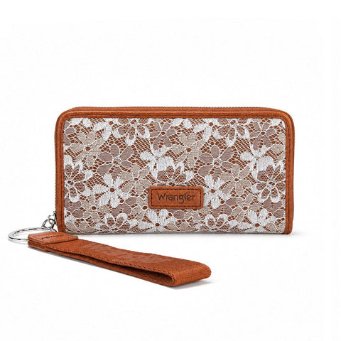 Wrangler Lace Floral RFID Blocking Zip Around Wallet