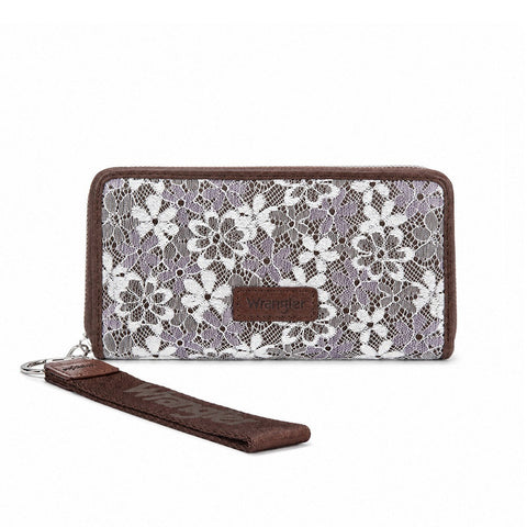 Wrangler Lace Floral RFID Blocking Zip Around Wallet