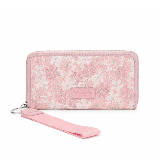 Wrangler Lace Floral RFID Blocking Zip Around Wallet