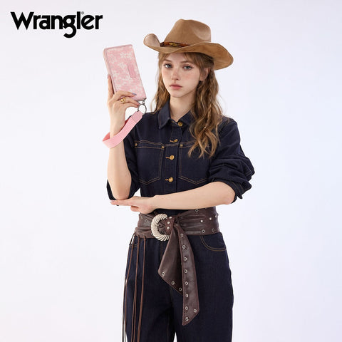 Wrangler Lace Floral RFID Blocking Zip Around Wallet