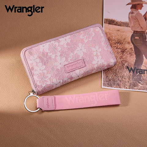 Wrangler Lace Floral RFID Blocking Zip Around Wallet