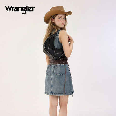 Wrangler Western Contrast Stitch Chevron Hobo Shoulder Bag