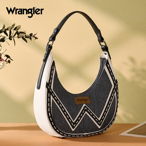 Wrangler Western Contrast Stitch Chevron Hobo Shoulder Bag