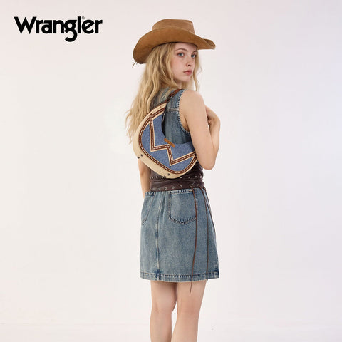Wrangler Western Contrast Stitch Chevron Hobo Shoulder Bag