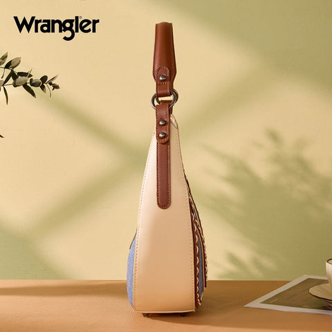 Wrangler Western Contrast Stitch Chevron Hobo Shoulder Bag