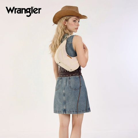 Wrangler Western Contrast Stitch Chevron Hobo Shoulder Bag