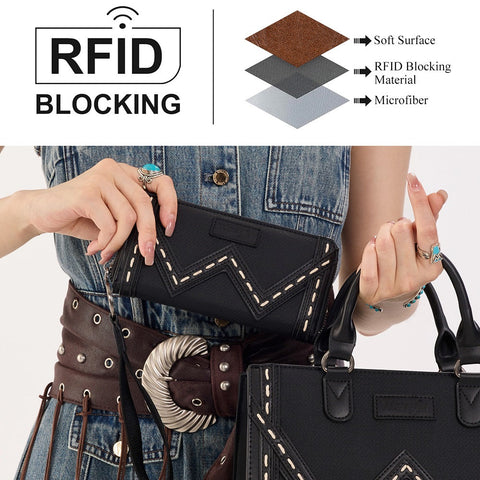 Wrangler Western Chevron Contrast Stitch RFID Wallet