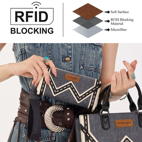 Wrangler Western Chevron Contrast Stitch RFID Wallet