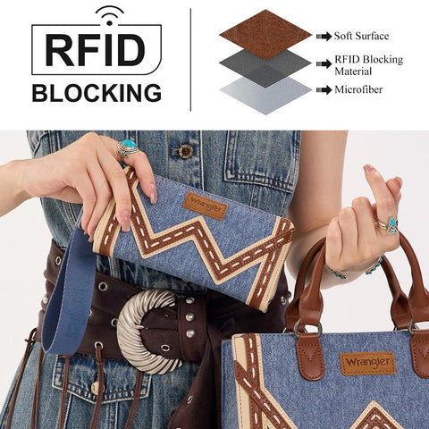 Wrangler Western Chevron Contrast Stitch RFID Wallet