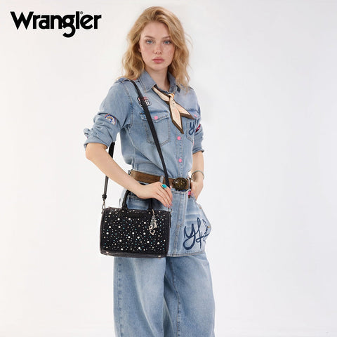 Wrangler Western Rhinestone Denim Boston Bag