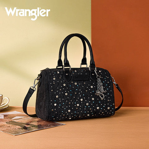 Wrangler Western Rhinestone Denim Boston Bag