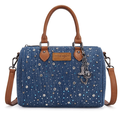 Wrangler Western Rhinestone Denim Boston Bag