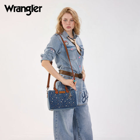 Wrangler Western Rhinestone Denim Boston Bag