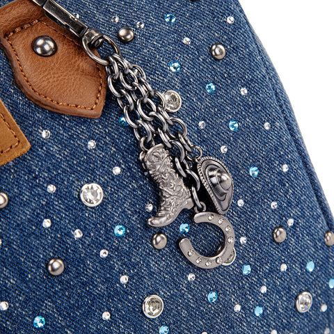 Wrangler Western Rhinestone Denim Boston Bag