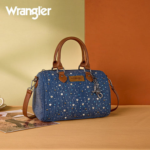 Wrangler Western Rhinestone Denim Boston Bag
