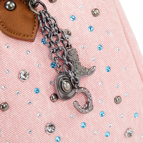 Wrangler Western Rhinestone Denim Boston Bag