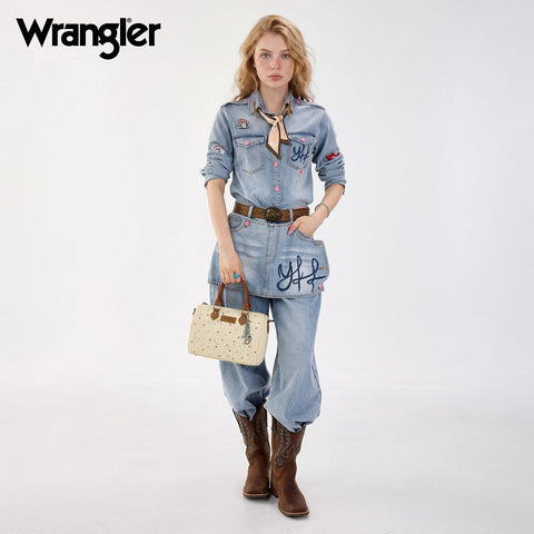 Wrangler Western Rhinestone Denim Boston Bag