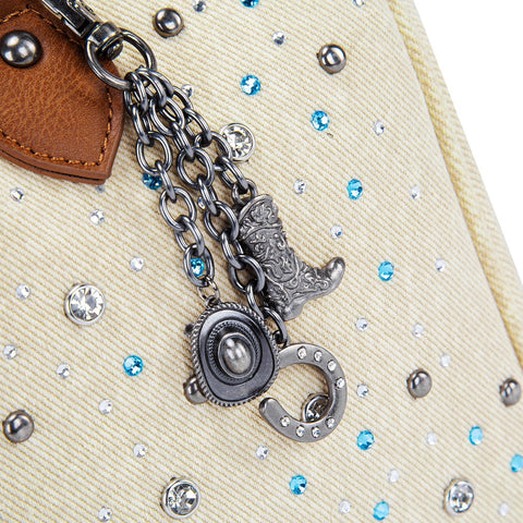 Wrangler Western Rhinestone Denim Boston Bag