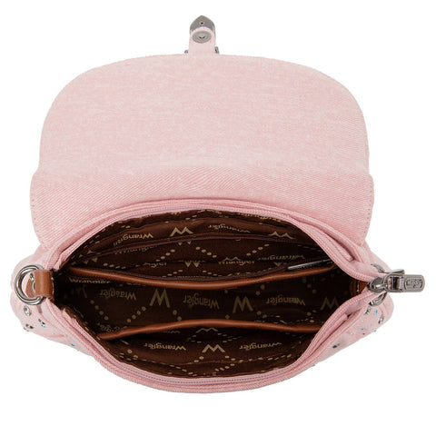 Wrangler Western Rhinestone Denim Flap Crossbody Shoulder Bag