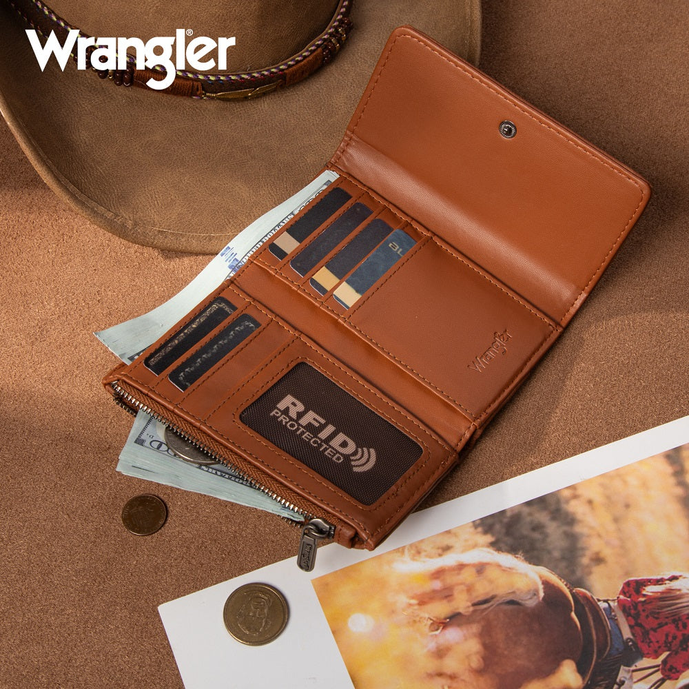 Wrangler Rhinestone Denim RFID Trifold Wallet