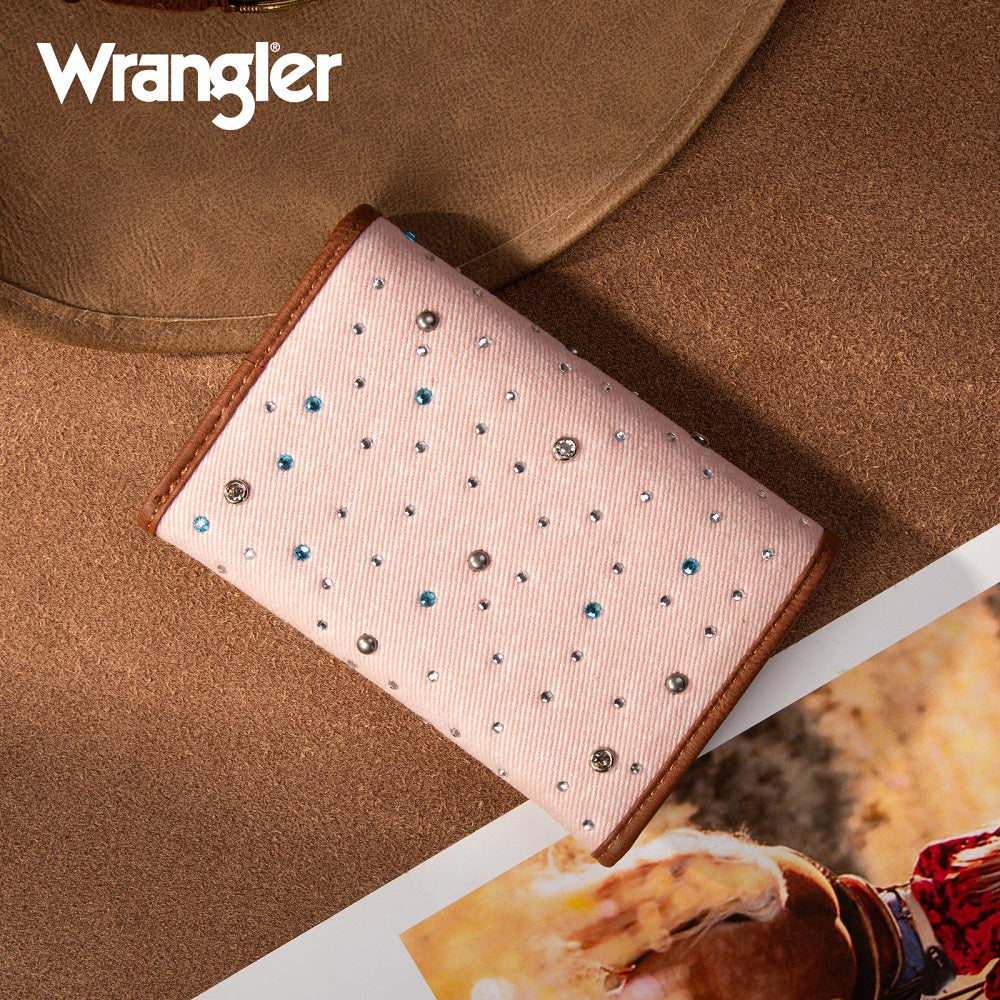 Wrangler Rhinestone Denim RFID Trifold Wallet
