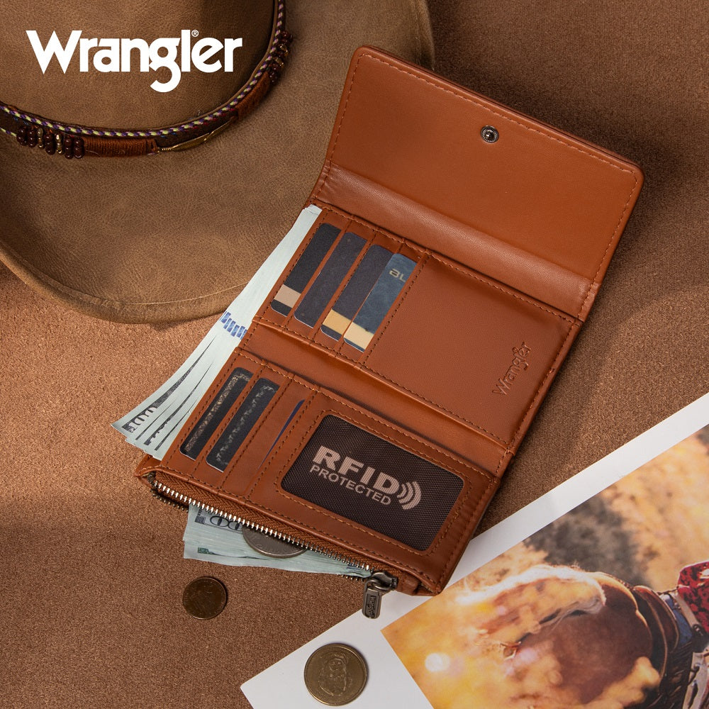 Wrangler Rhinestone Denim RFID Trifold Wallet