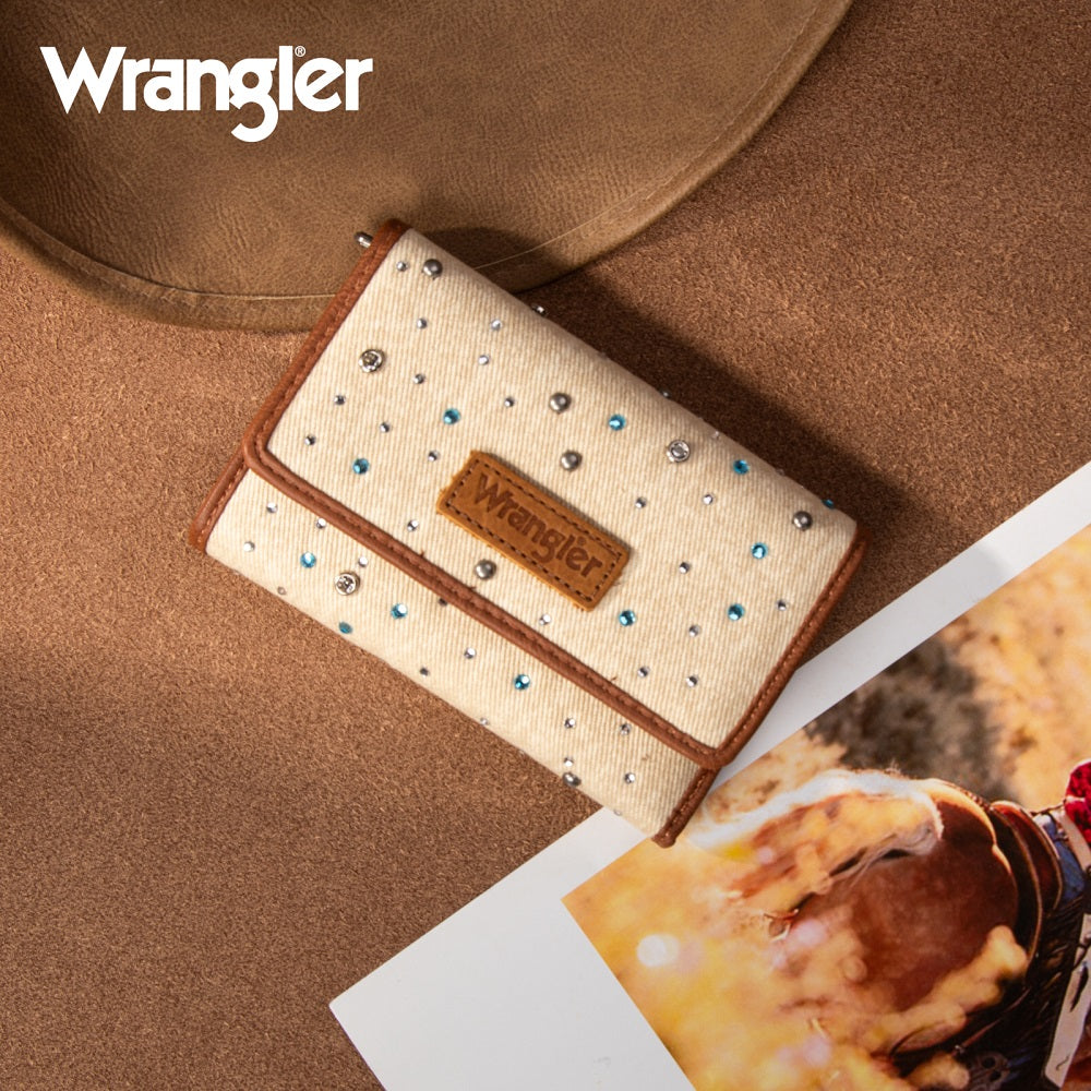 Wrangler Rhinestone Denim RFID Trifold Wallet