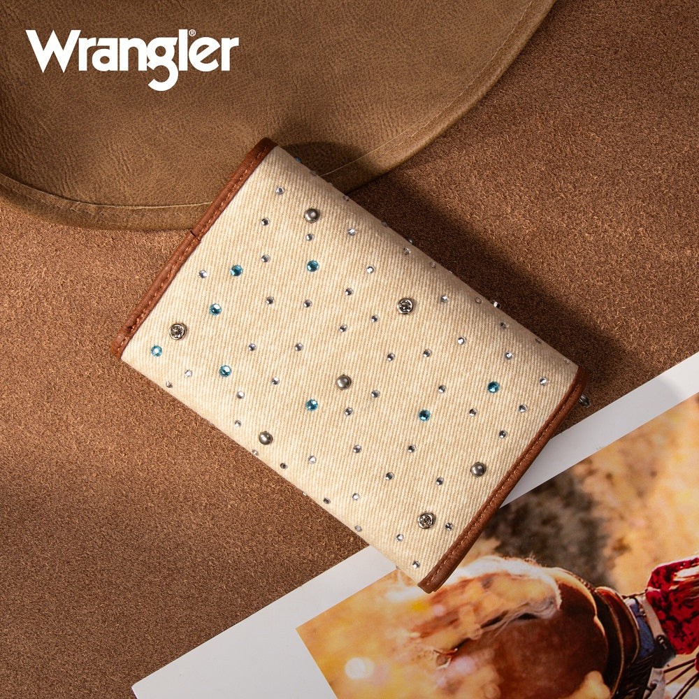 Wrangler Rhinestone Denim RFID Trifold Wallet
