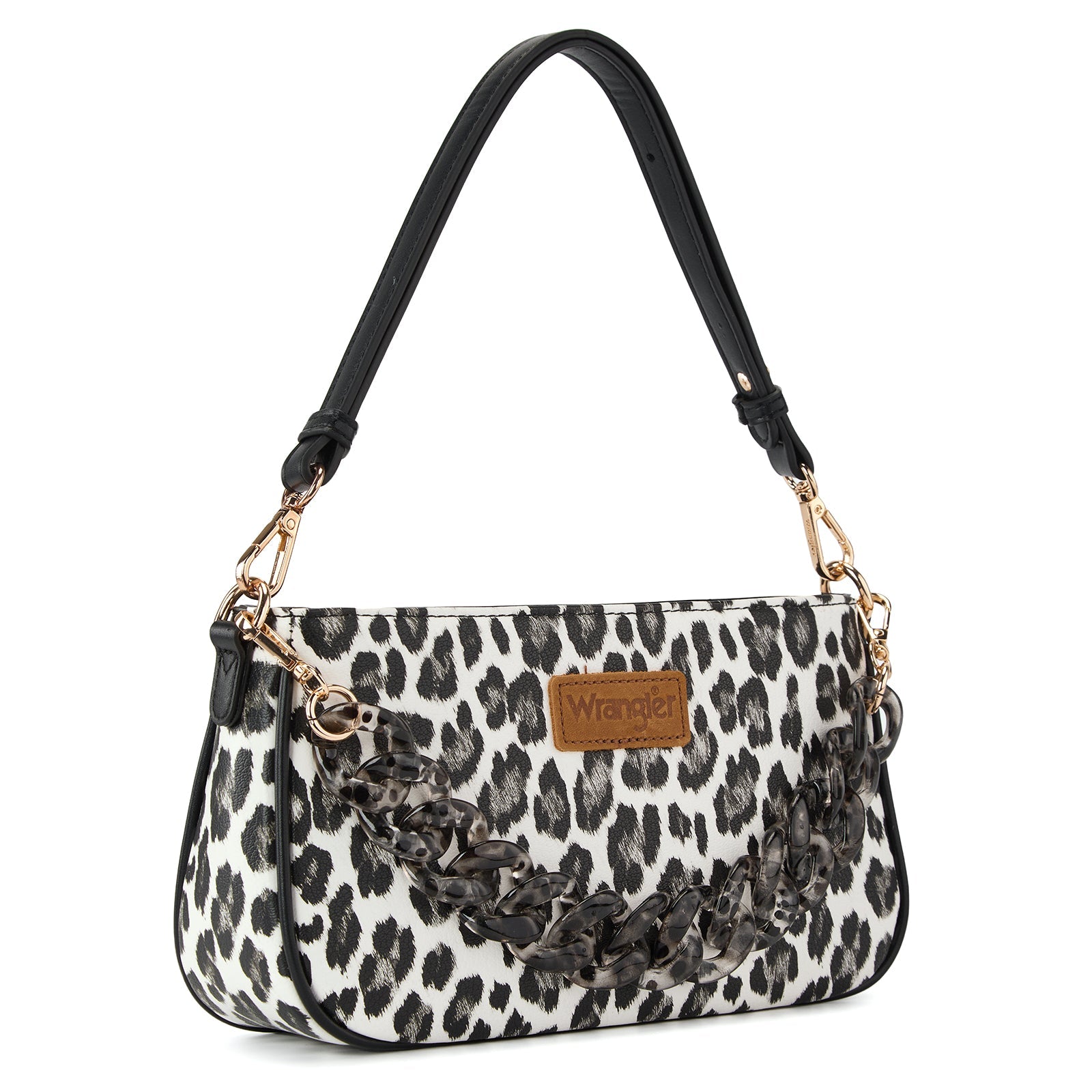 Wrangler Western Leopard Print Shoulder Bag with Chain Detail