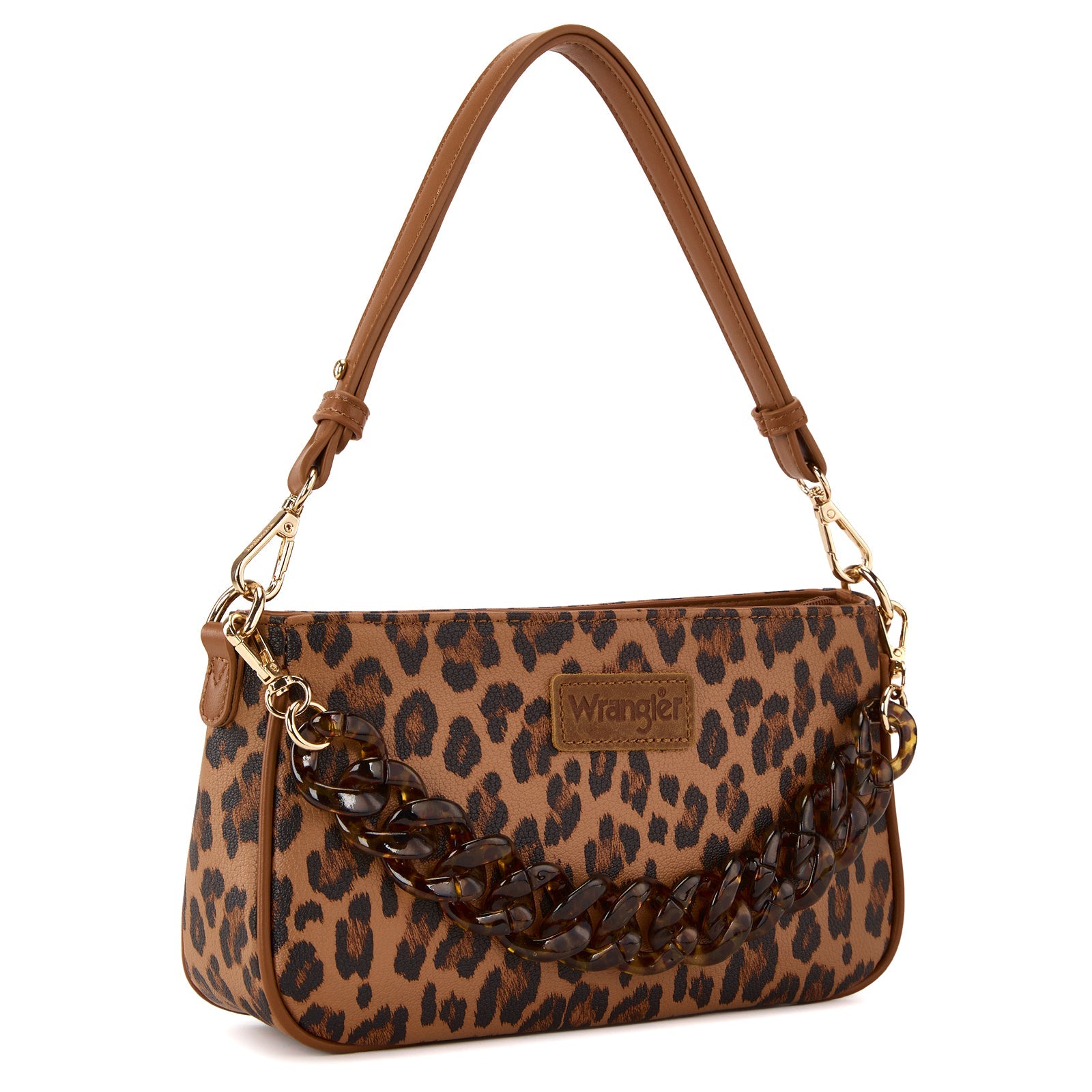 Wrangler Western Leopard Print Shoulder Bag with Chain Detail