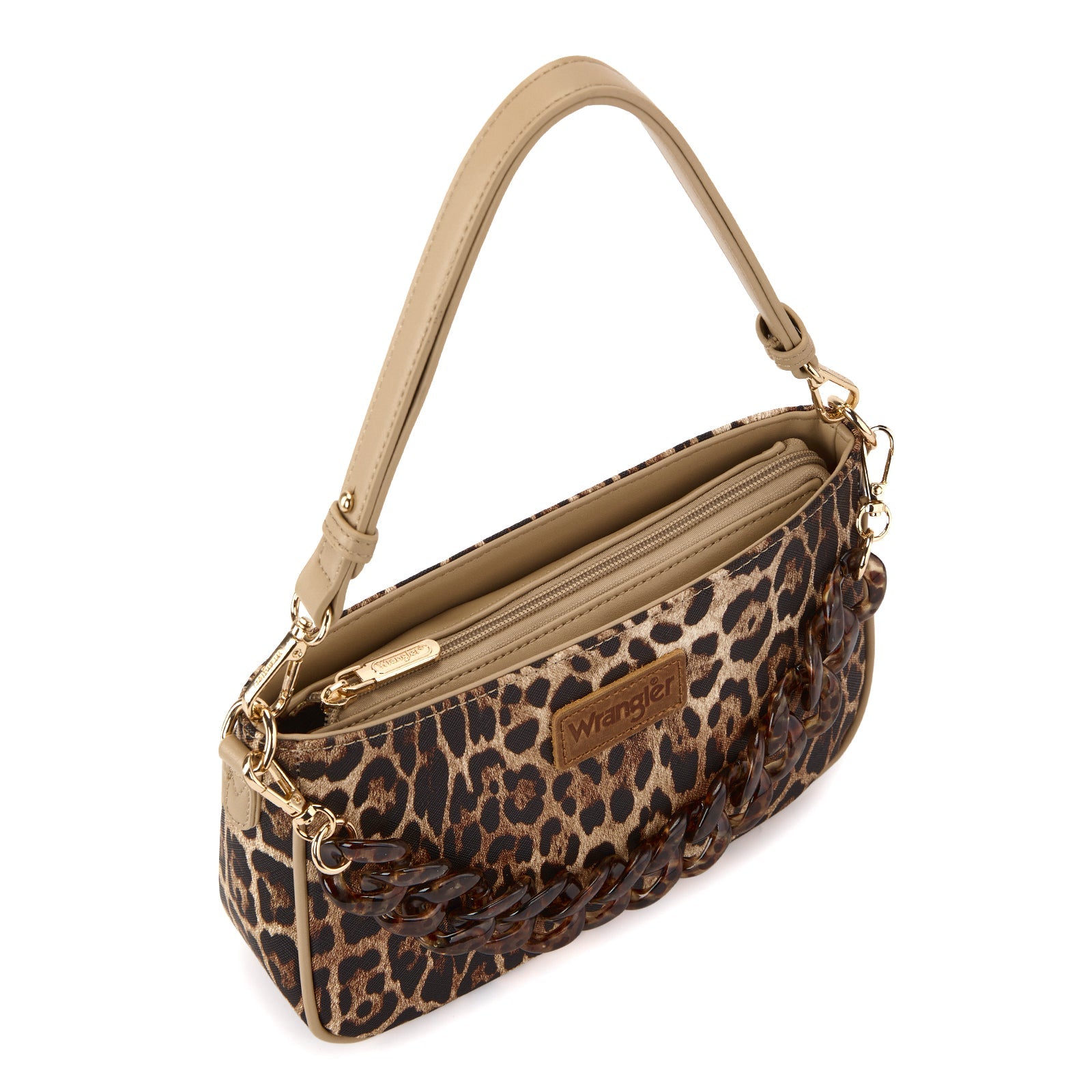 Wrangler Western Leopard Print Shoulder Bag with Chain Detail