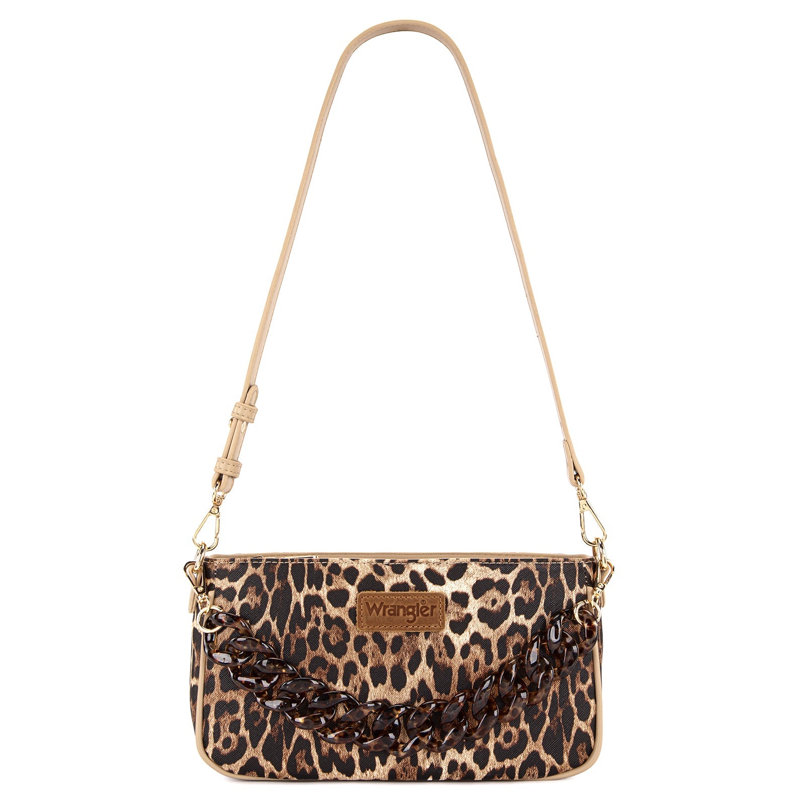 Wrangler Western Leopard Print Shoulder Bag with Chain Detail