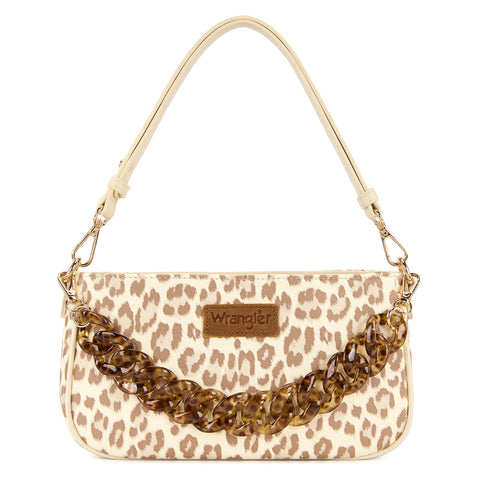 Wrangler Western Leopard Print Shoulder Bag with Chain Detail