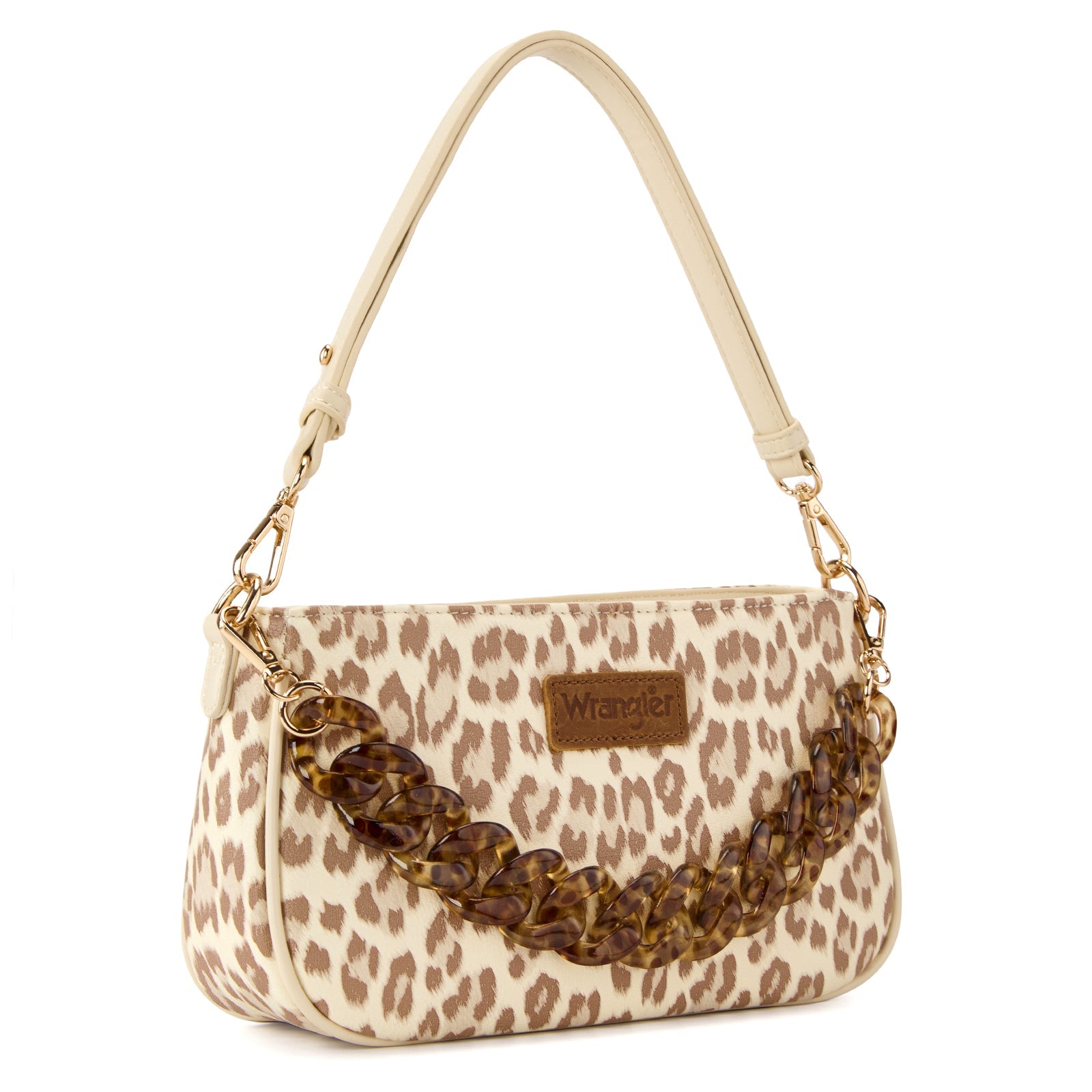 Wrangler Western Leopard Print Shoulder Bag with Chain Detail