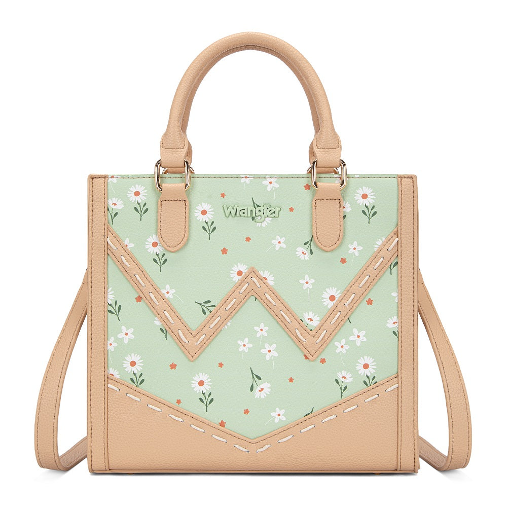 Wrangler Daisy Print Chevron Tote Crossbody Bag