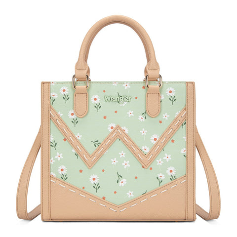 Wrangler Daisy Print Chevron Tote Crossbody Bag