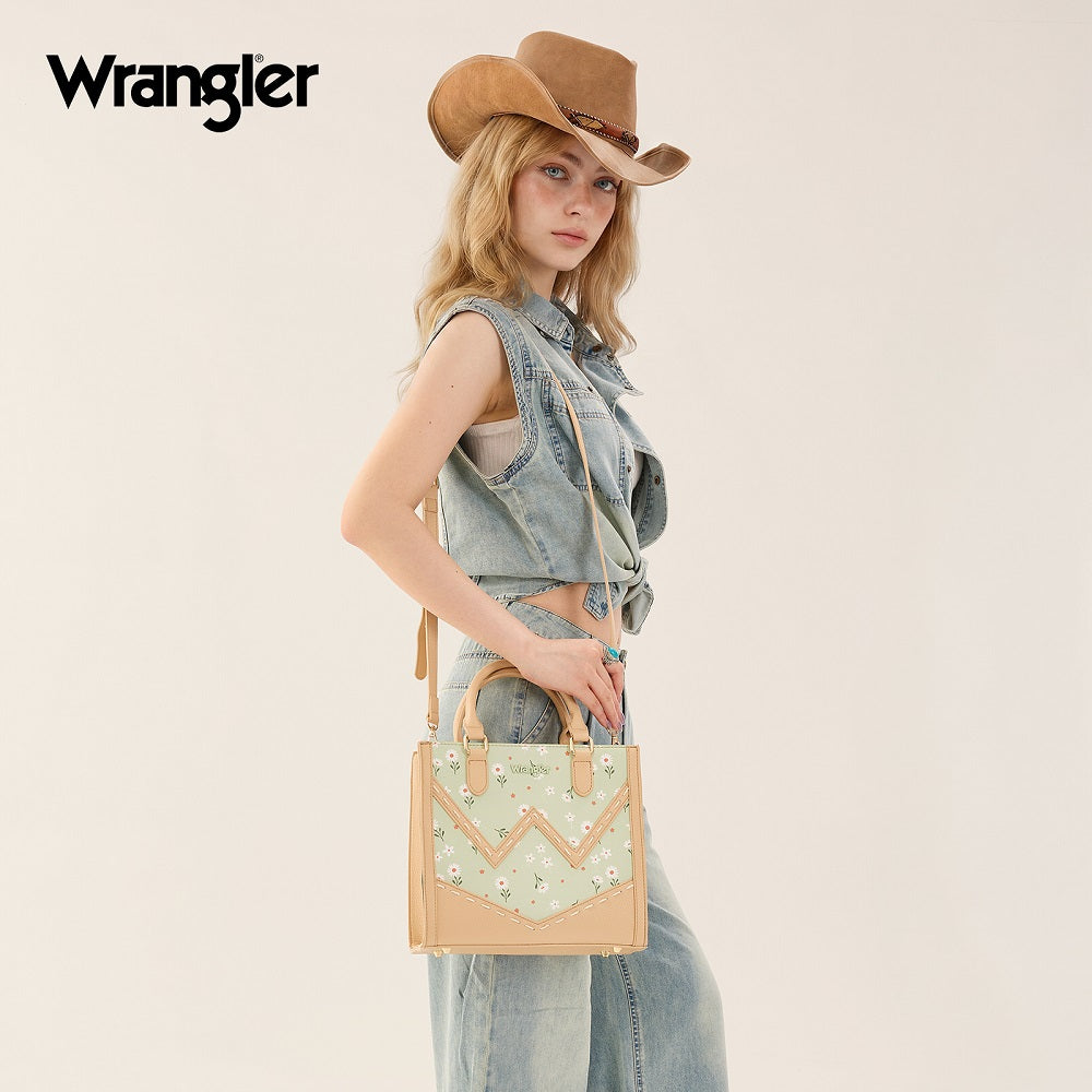 Wrangler Daisy Print Chevron Tote Crossbody Bag
