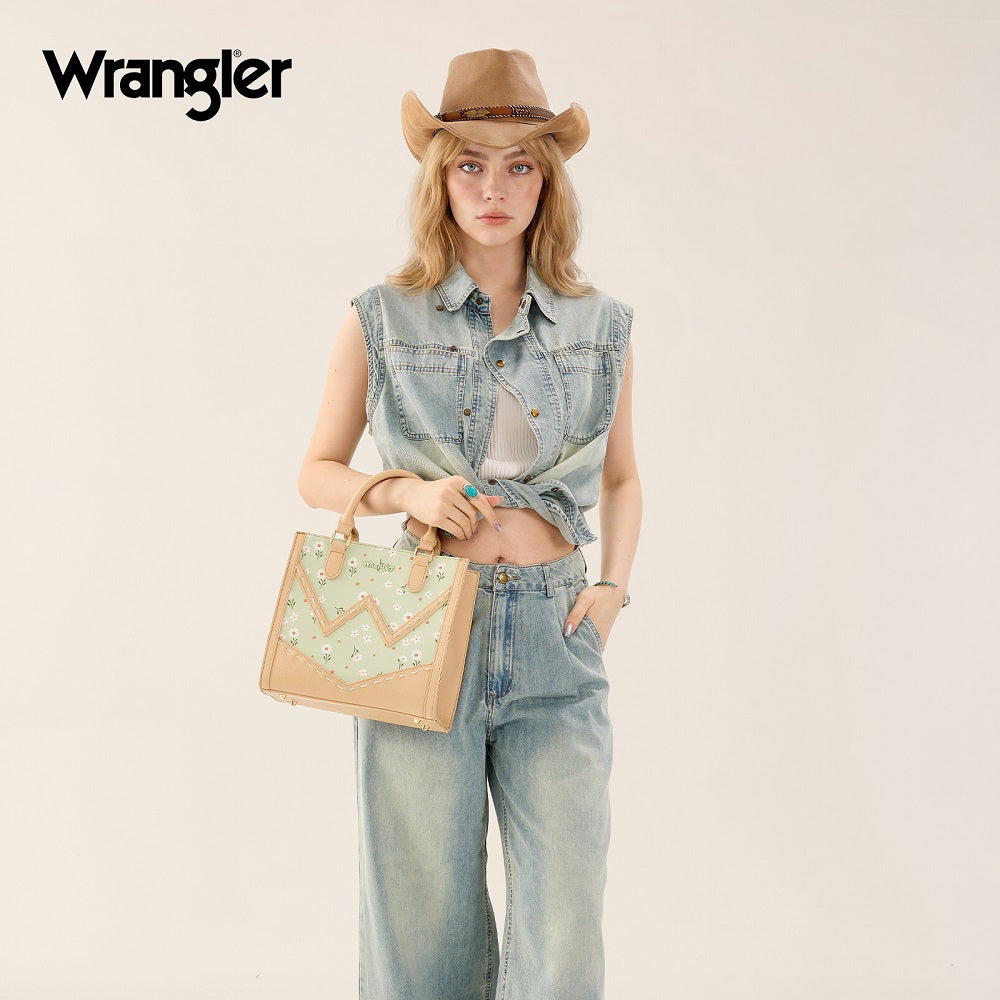 Wrangler Daisy Print Chevron Tote Crossbody Bag