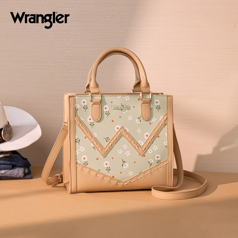Wrangler Daisy Print Chevron Tote Crossbody Bag