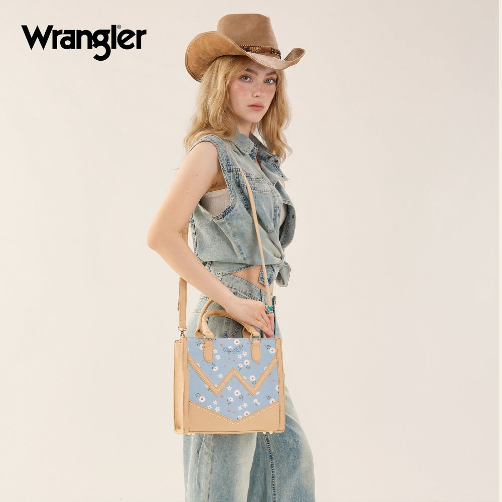 Wrangler Daisy Print Chevron Tote Crossbody Bag