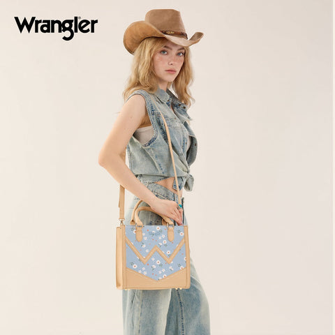 Wrangler Daisy Print Chevron Tote Crossbody Bag
