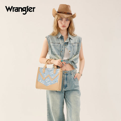Wrangler Daisy Print Chevron Tote Crossbody Bag